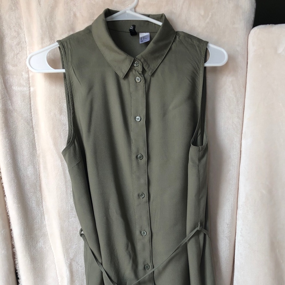 H&M Khaki Green Shirt Dress with Belt